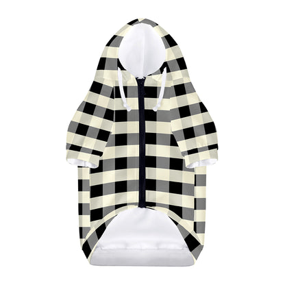 Beige And Black Buffalo Check Print Dog Zip Up Hoodie