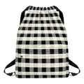 Beige And Black Buffalo Check Print Drawstring Backpack