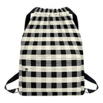 Beige And Black Buffalo Check Print Drawstring Backpack