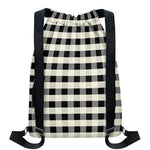 Beige And Black Buffalo Check Print Drawstring Backpack