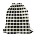 Beige And Black Buffalo Check Print Drawstring Bag