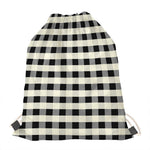 Beige And Black Buffalo Check Print Drawstring Bag