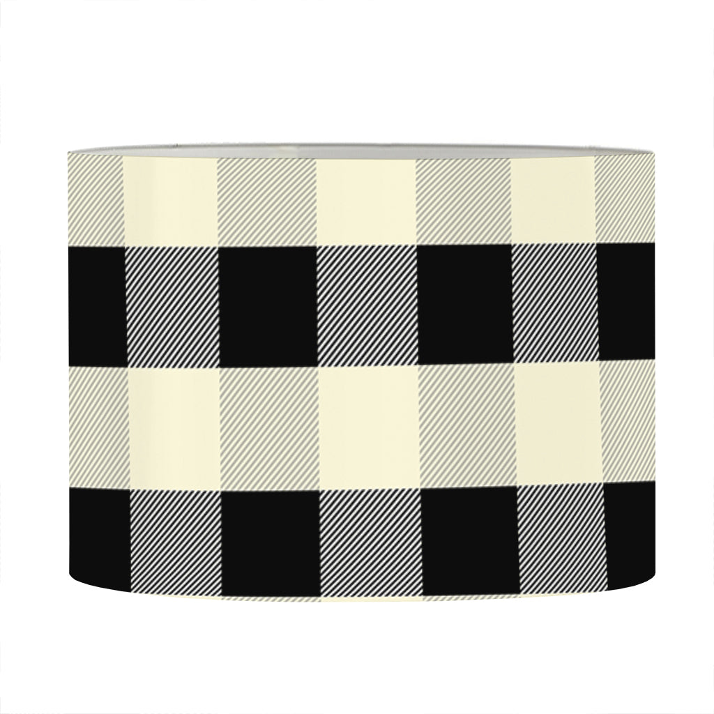 Beige And Black Buffalo Check Print Drum Lamp Shade