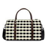 Beige And Black Buffalo Check Print Duffle Bag