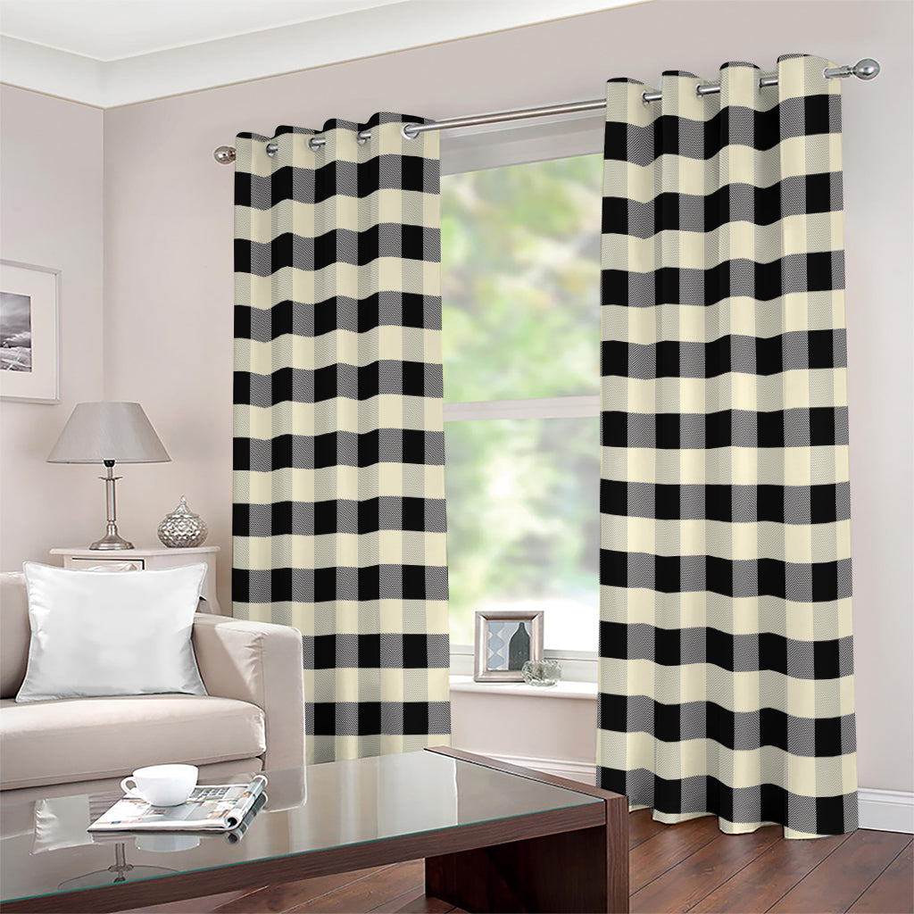 Beige And Black Buffalo Check Print Extra Wide Grommet Curtains