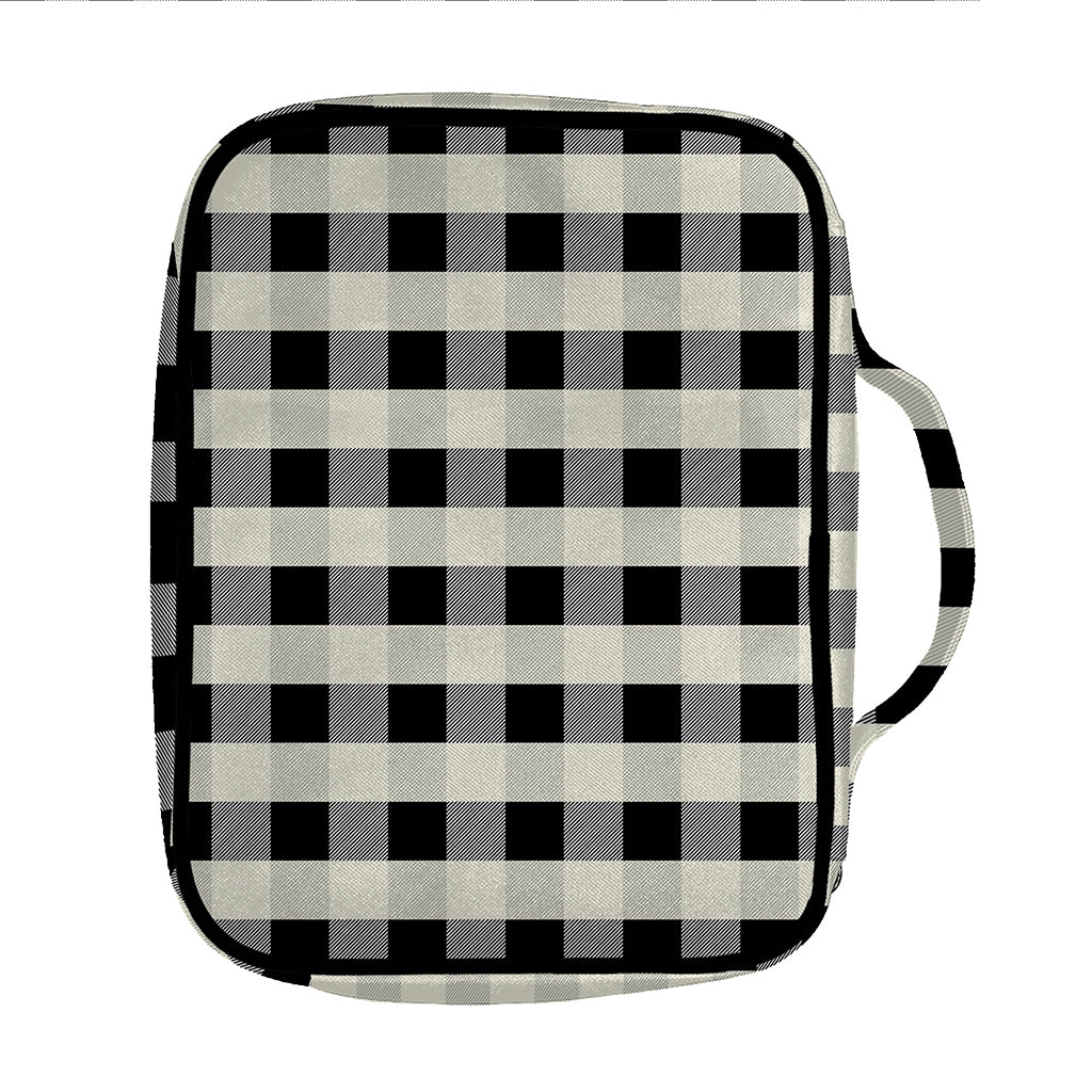 Beige And Black Buffalo Check Print Front Pocket Bible Bag