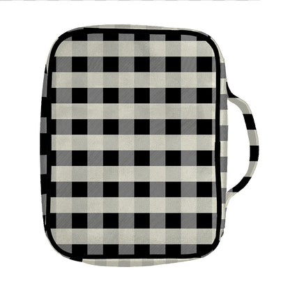 Beige And Black Buffalo Check Print Front Pocket Bible Bag