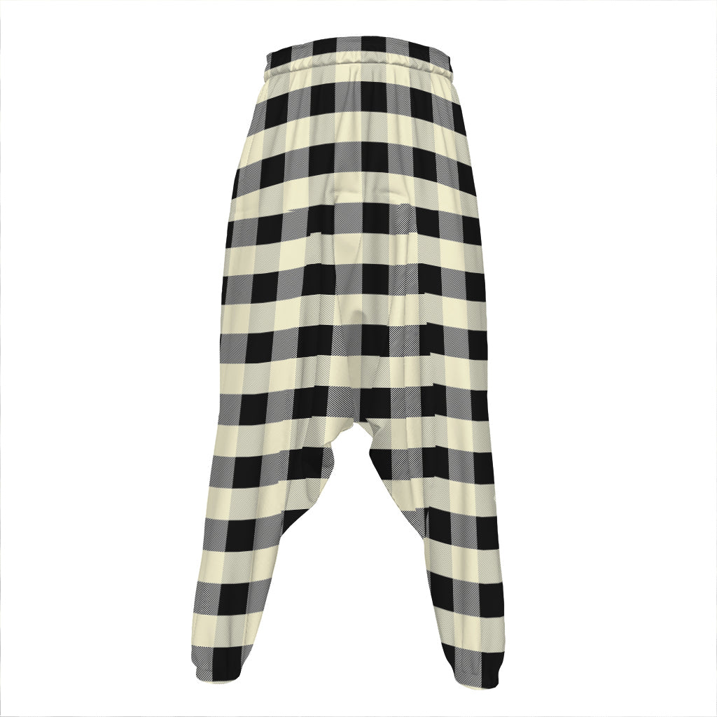 Beige And Black Buffalo Check Print Hammer Pants