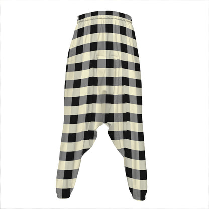 Beige And Black Buffalo Check Print Hammer Pants