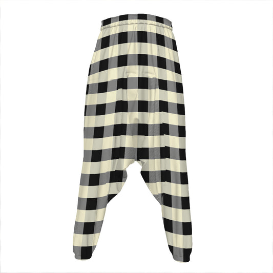 Beige And Black Buffalo Check Print Hammer Pants