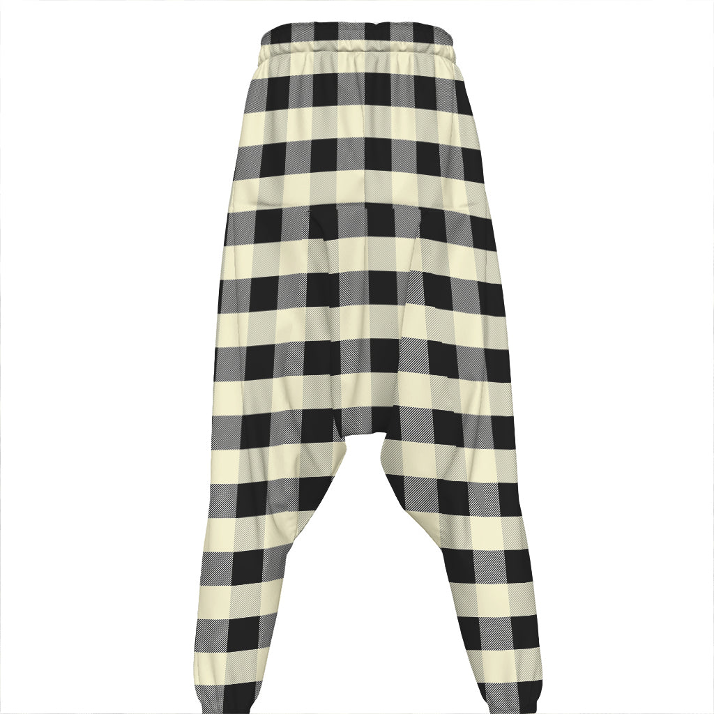 Beige And Black Buffalo Check Print Hammer Pants