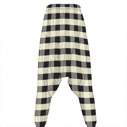 Beige And Black Buffalo Check Print Hammer Pants
