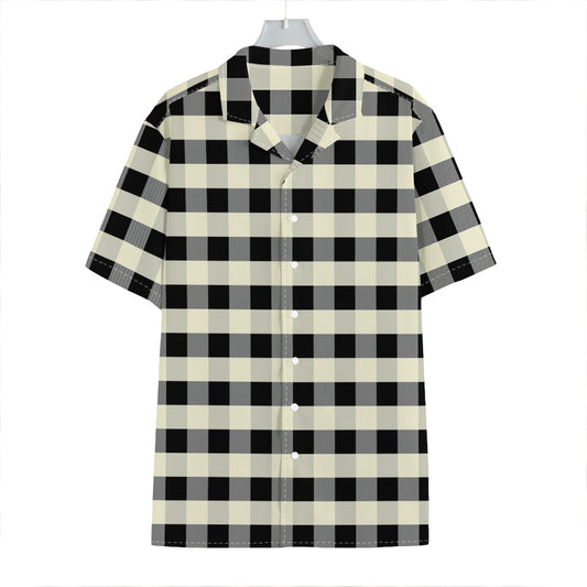 Beige And Black Buffalo Check Print Hawaiian Shirt