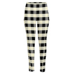 Beige And Black Buffalo Check Print High-Waisted Pocket Leggings