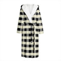 Beige And Black Buffalo Check Print Hooded Bathrobe