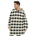 Beige And Black Buffalo Check Print Hoodie Blanket