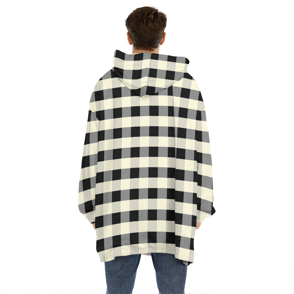 Beige And Black Buffalo Check Print Hoodie Blanket
