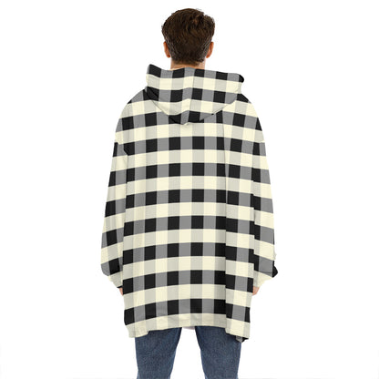 Beige And Black Buffalo Check Print Hoodie Blanket