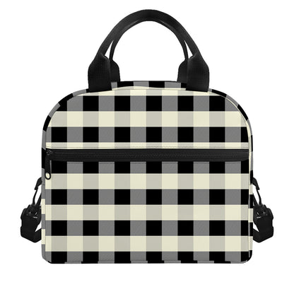 Beige And Black Buffalo Check Print Insulated Lunch Bag