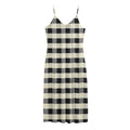 Beige And Black Buffalo Check Print Jersey Midi Cami Dress