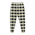 Beige And Black Buffalo Check Print Jogger Pants