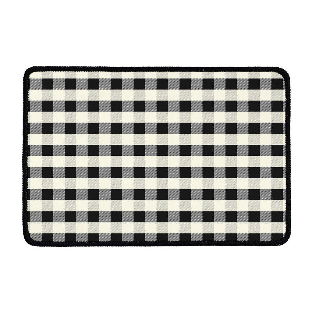 Beige And Black Buffalo Check Print Kitchen Mat