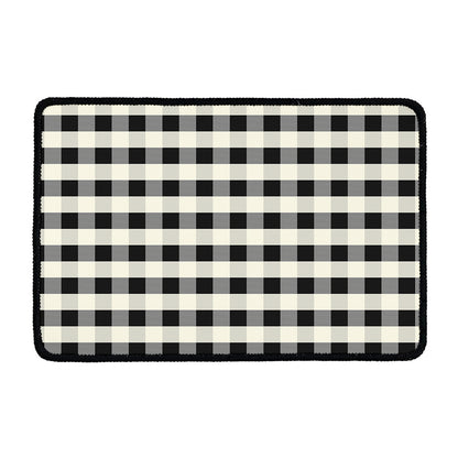 Beige And Black Buffalo Check Print Kitchen Mat