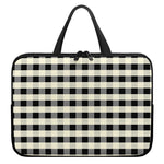 Beige And Black Buffalo Check Print Laptop Sleeve With Handle