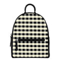 Beige And Black Buffalo Check Print Leather Backpack