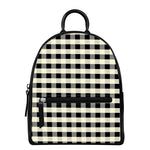 Beige And Black Buffalo Check Print Leather Backpack