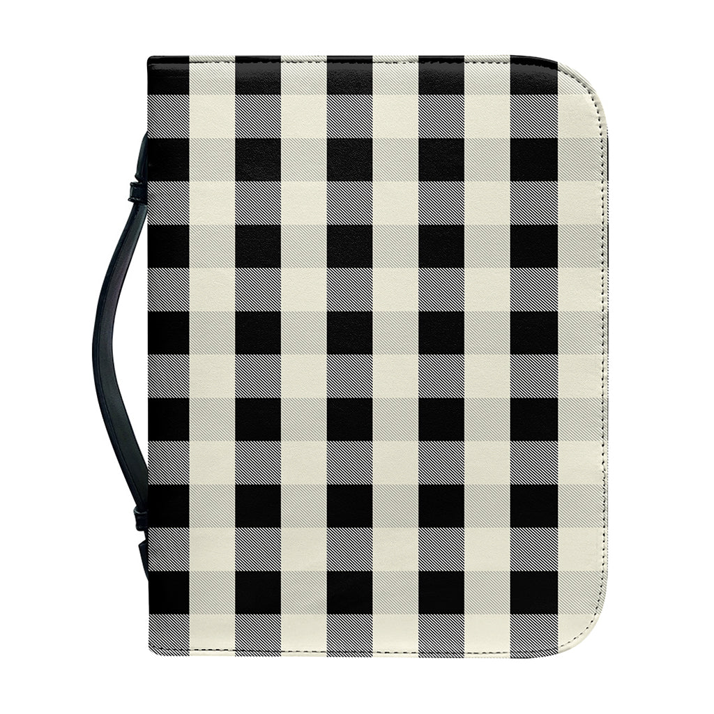 Beige And Black Buffalo Check Print Leather Bible Cover