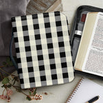 Beige And Black Buffalo Check Print Leather Bible Cover