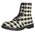 Beige And Black Buffalo Check Print Lace-Up Boots