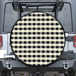 Beige And Black Buffalo Check Print Leather Spare Tire Cover
