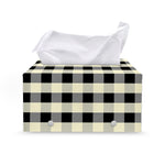 Beige And Black Buffalo Check Print Leather Tissue Box Cover