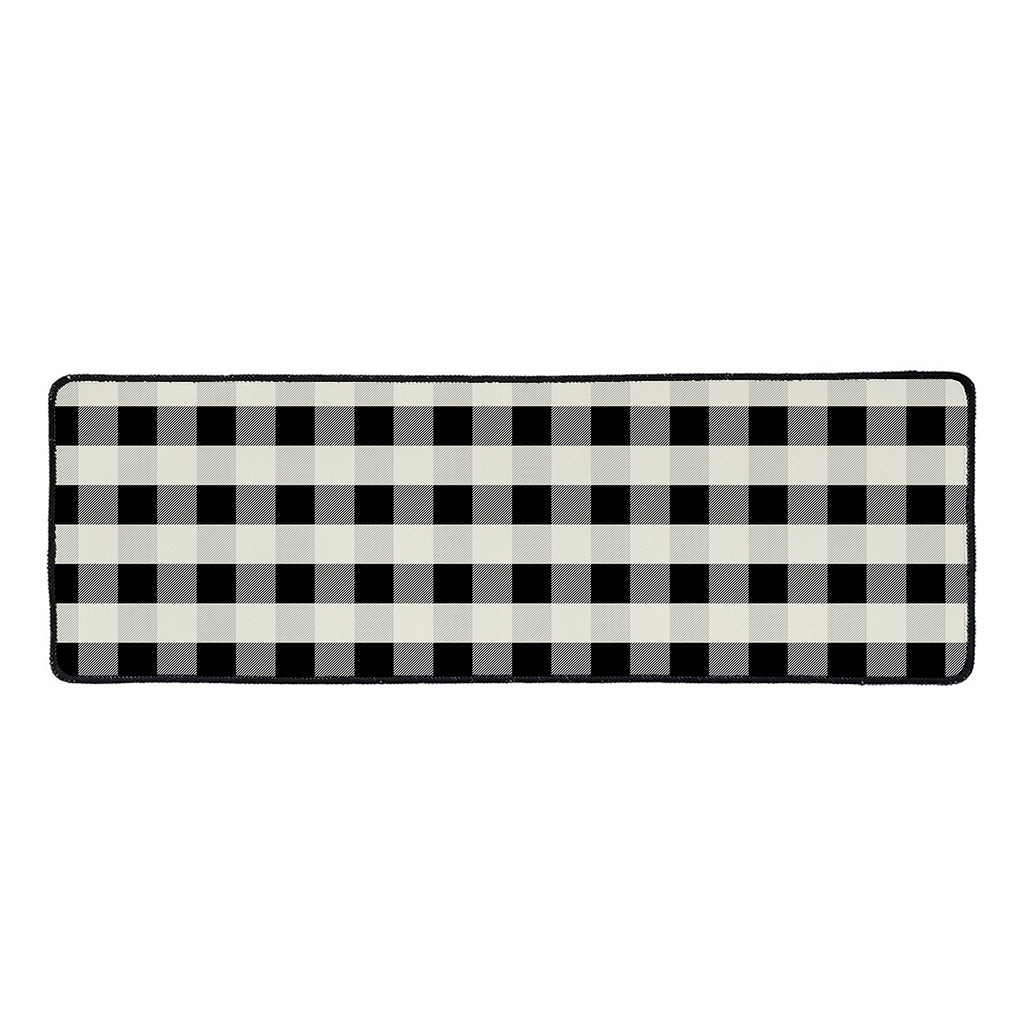 Beige And Black Buffalo Check Print Long Kitchen Mat