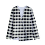 Beige And Black Buffalo Check Print Long Sleeve Short Coat