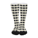 Beige And Black Buffalo Check Print Long Socks