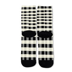 Beige And Black Buffalo Check Print Long Socks