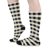 Beige And Black Buffalo Check Print Long Socks