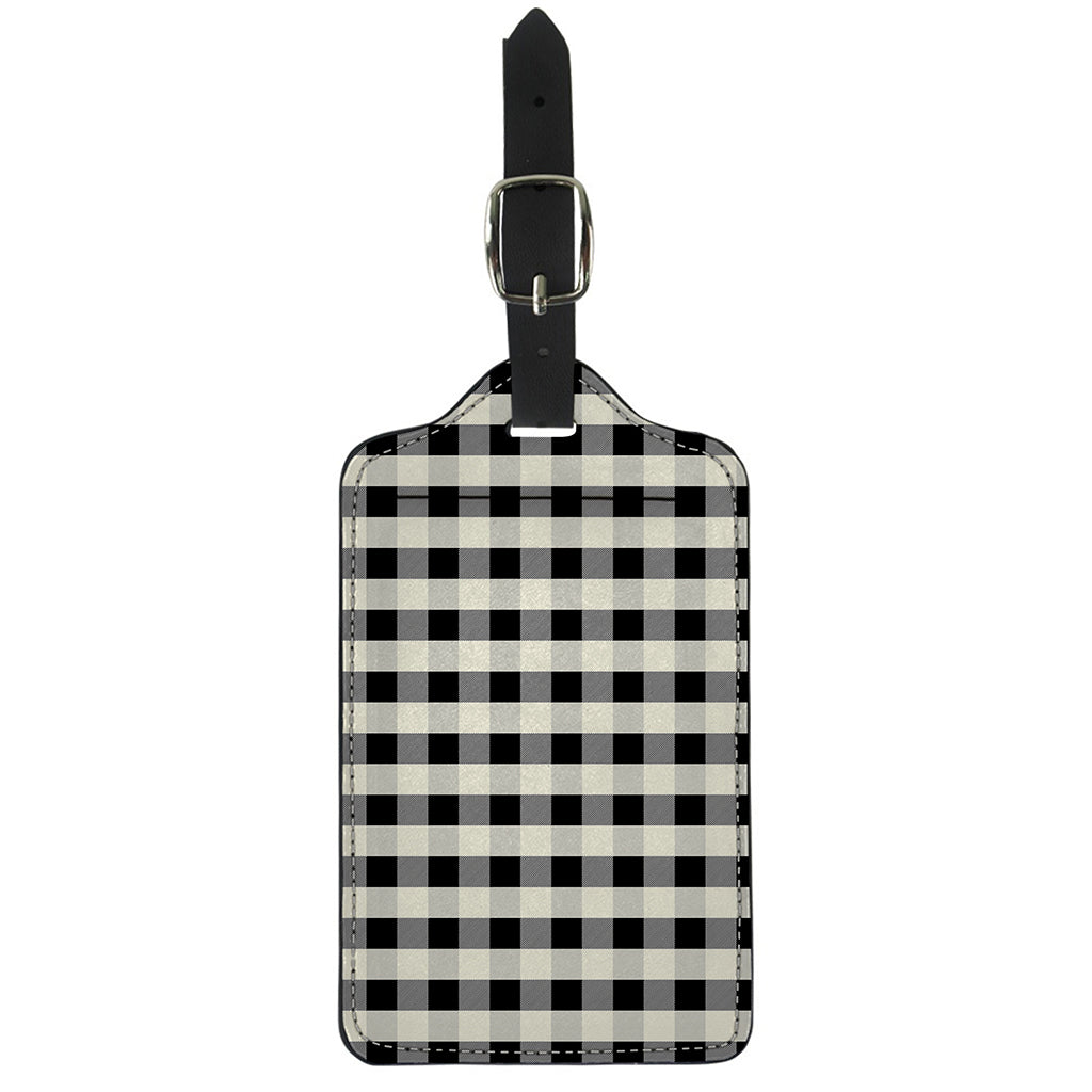 Beige And Black Buffalo Check Print Luggage Tag