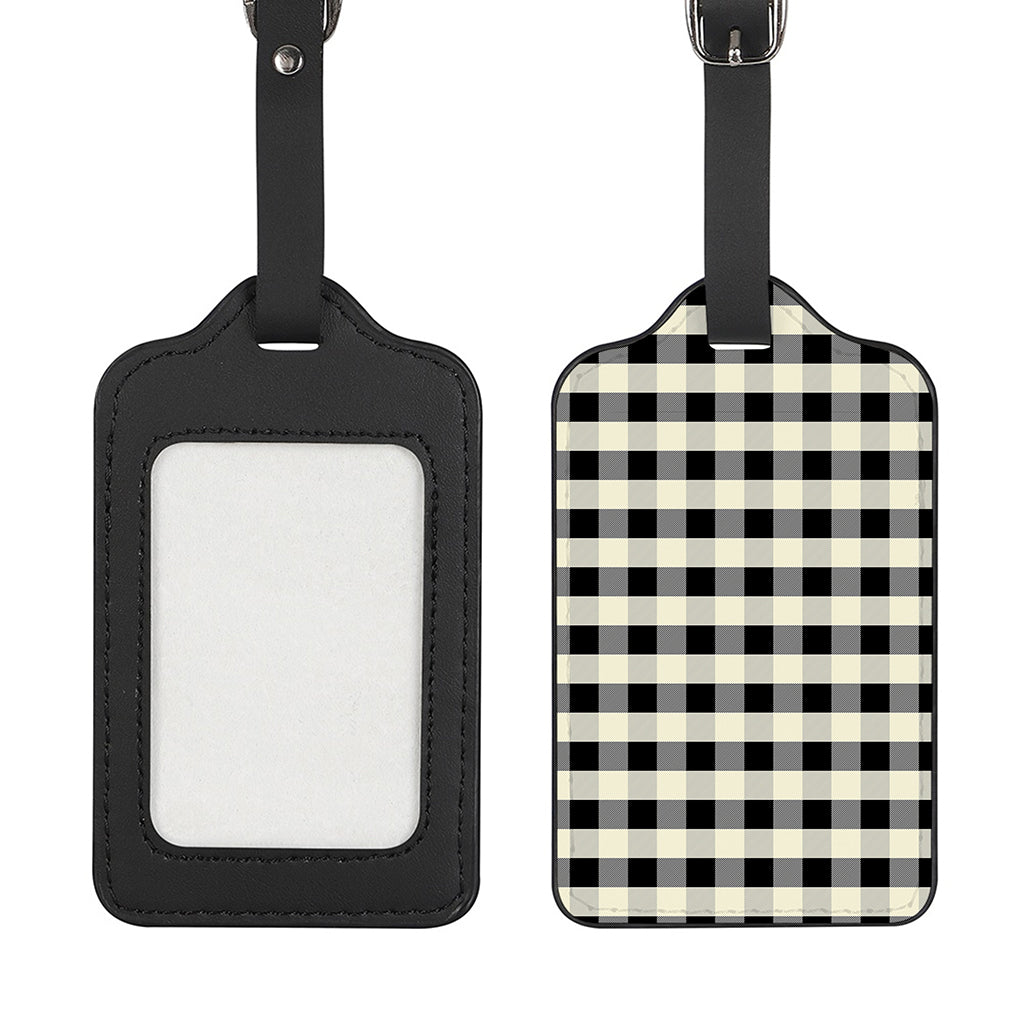 Beige And Black Buffalo Check Print Luggage Tag