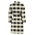 Beige And Black Buffalo Check Print Men's Bathrobe