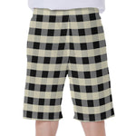 Beige And Black Buffalo Check Print Men's Beach Shorts