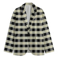 Beige And Black Buffalo Check Print Men's Blazer
