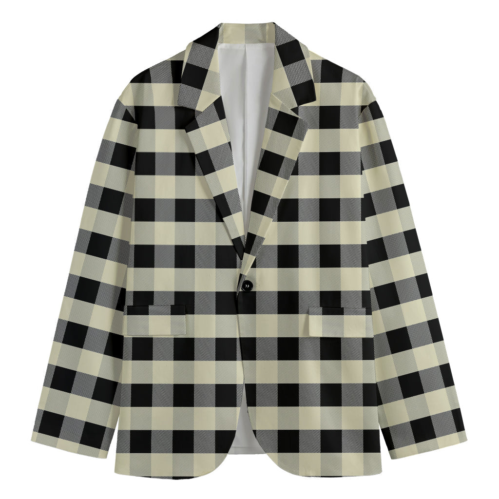 Beige And Black Buffalo Check Print Men's Blazer