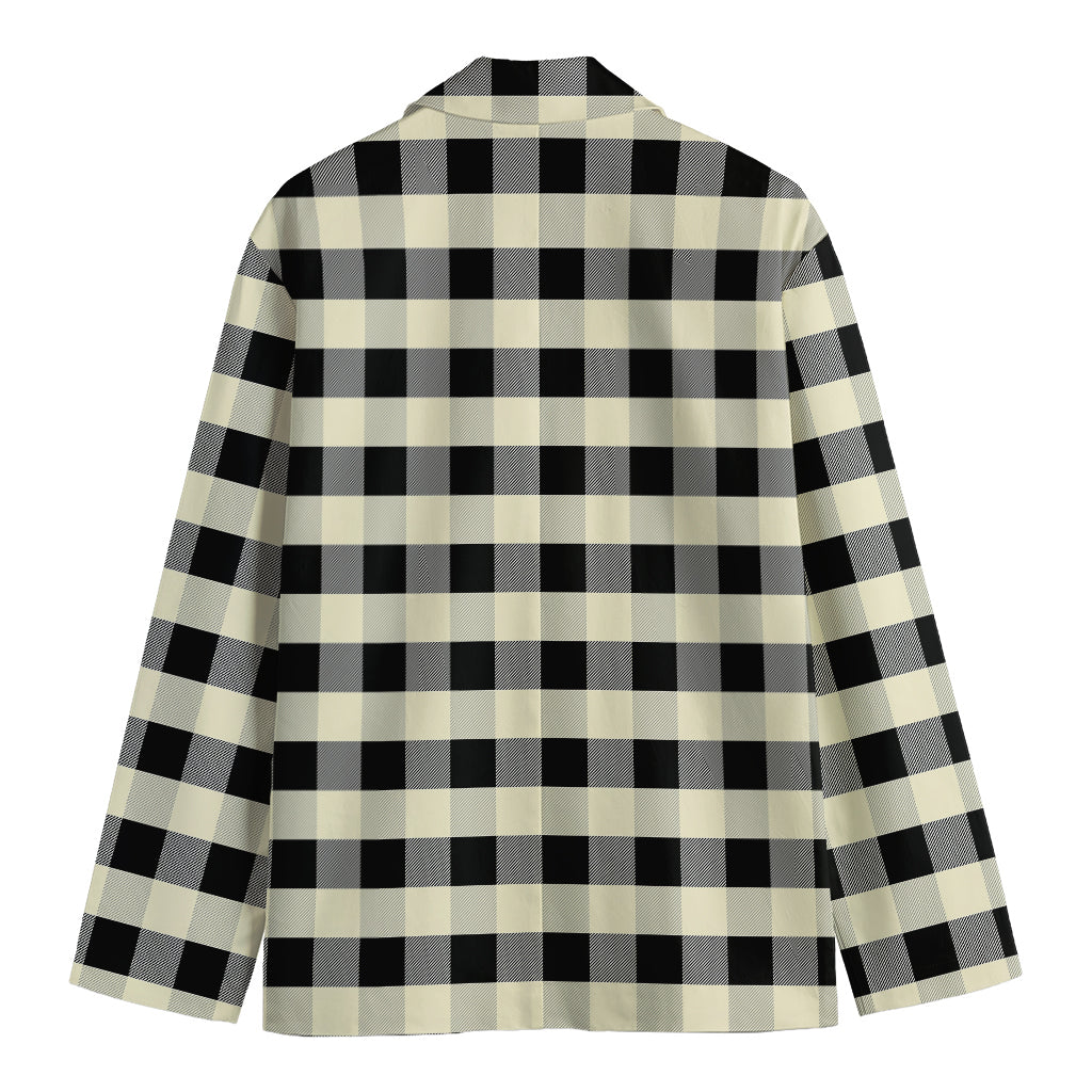 Beige And Black Buffalo Check Print Men's Blazer