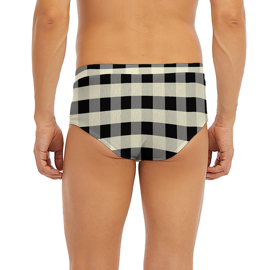 Beige And Black Buffalo Check Print Men's Briefs