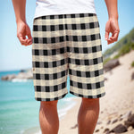 Beige And Black Buffalo Check Print Men's Cargo Shorts