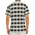 Beige And Black Buffalo Check Print Men's Deep V-Neck Shirt